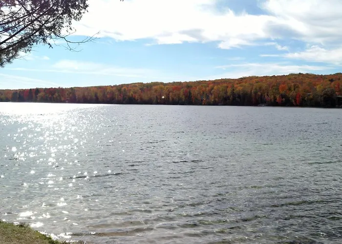 Log Cottage On Blue Lake